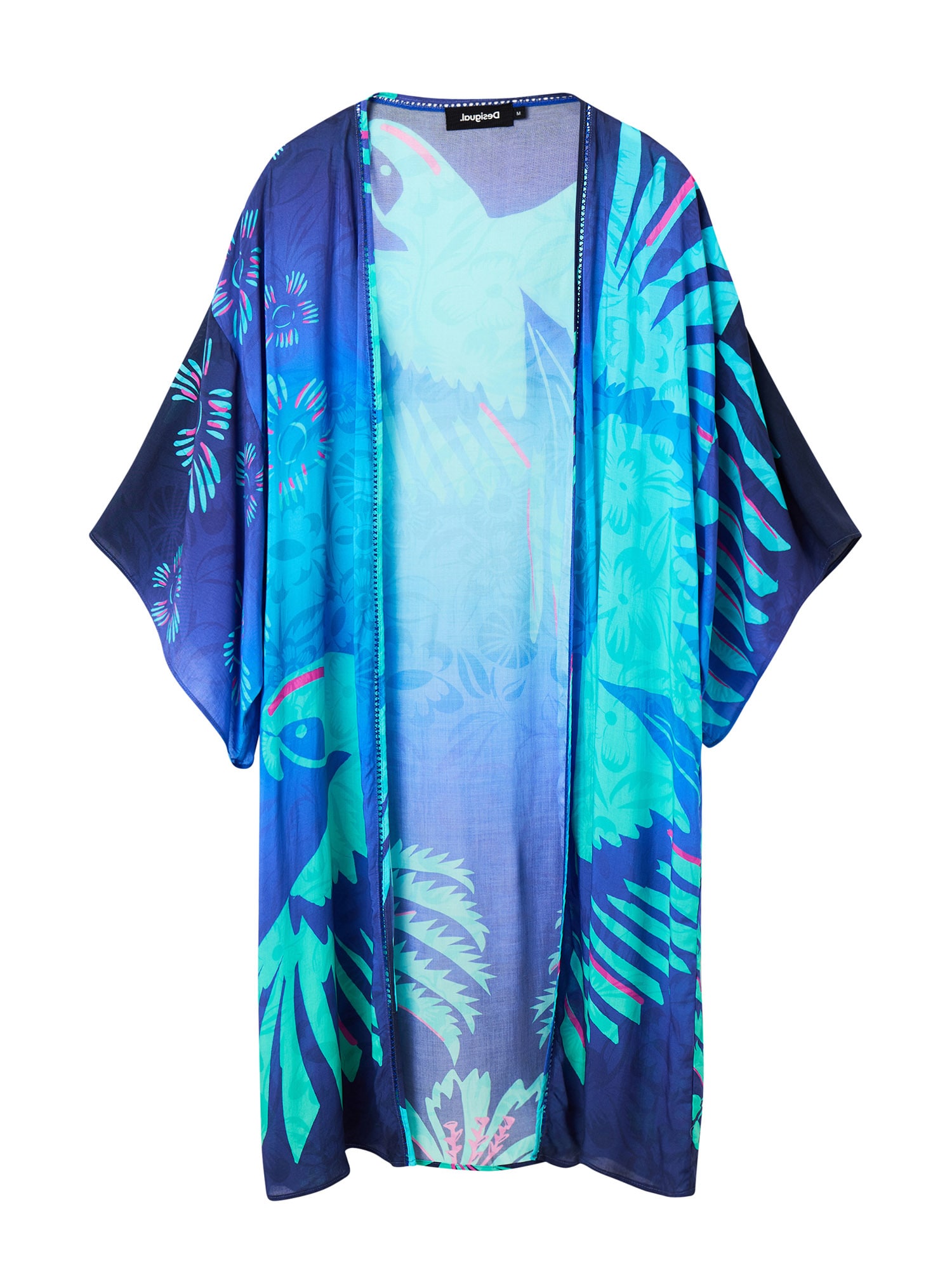 Kimono Arara tyrkysová kobaltovomodrá vodová neónovo ružová Desigual