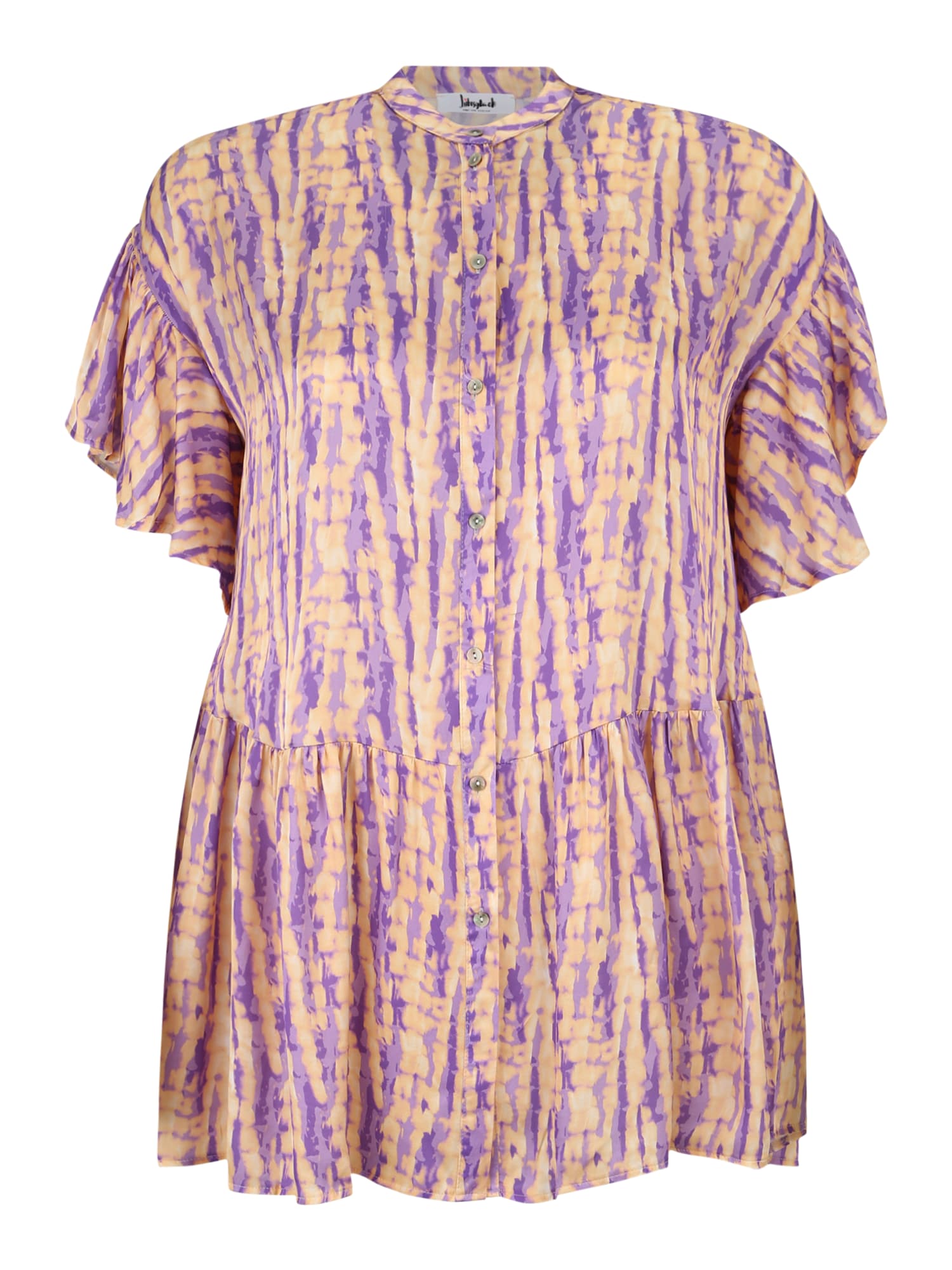 Košeľové šaty TARA piesková levanduľová tmavofialová Liebesglück