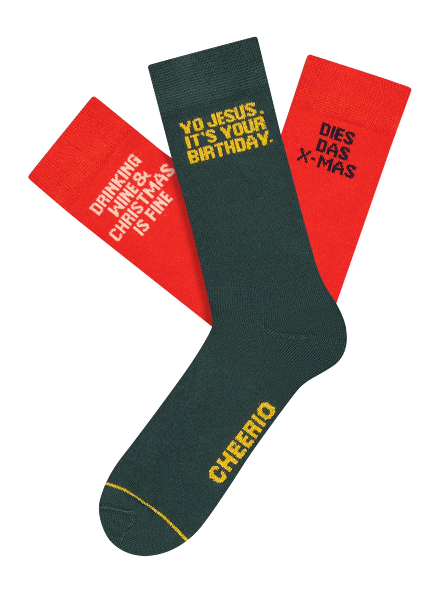 CHEERIOx Ponožky Wisechristmas žltá červená biela CHEERIO*